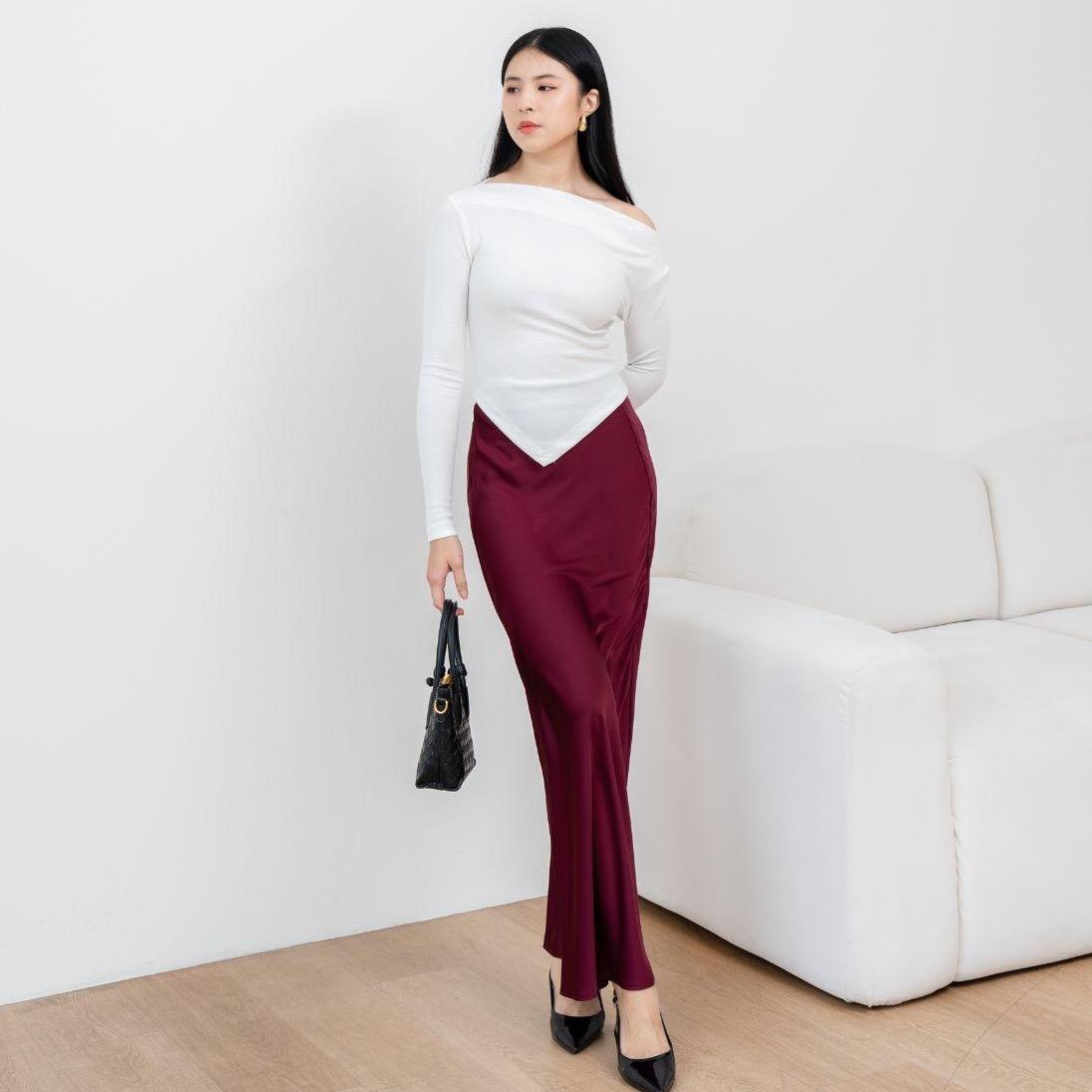 aijo| (ready) davina rok satin - rok satin wanita - rok panjang bawahan panjang bawahan mewah