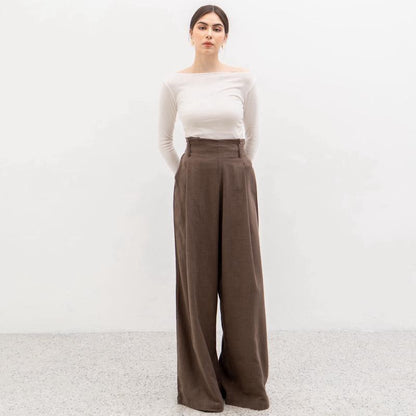 Joyce by AIJO [Premium] Caterine Linen Cullote - Celana Linen Longgar - Celana Linen Panjang Wanita Highwaist