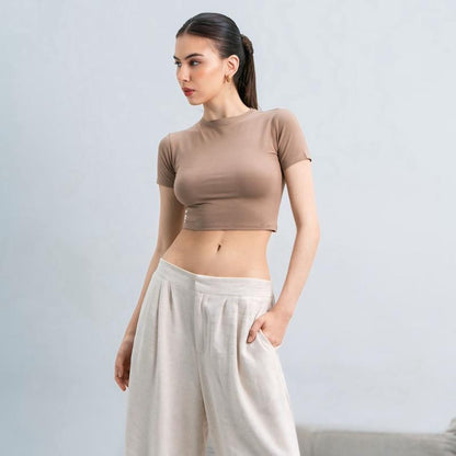 Joyce by AIJO [Premium] Vio Oneck Crop Top - Atasan Fitted Wanita - Atasan Bodyfit Korean Style