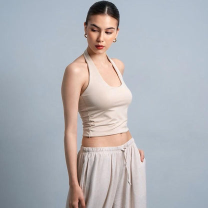 Joyce by AIJO [Premium] Kay Halter Neck Tank - Atasan Fitted Wanita Lengan Pendek - Tanktop Atasan Bodyfit Korean Style