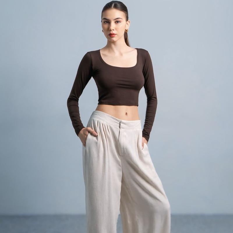 joyce by aijo [premium] cleo longsleeve crop top - atasan fitted wanita lengan panjang - atasan bodyfit korean style