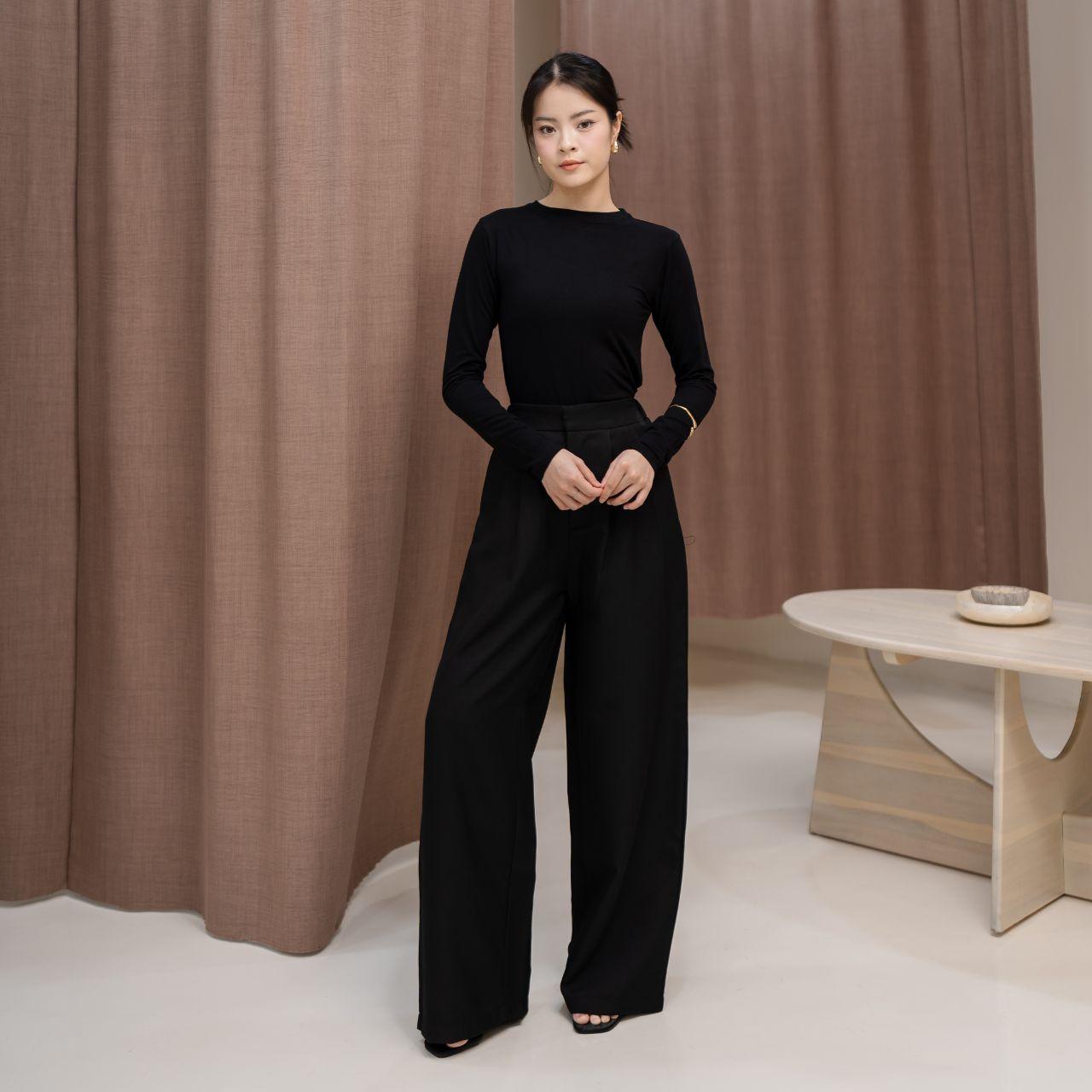 joyce by aijo [premium] lily oneck longsleeve - atasan wanita basic spandex lengan panjang fitbody