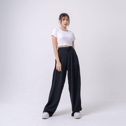 AIJO |(READY) Cessie Cullote | Kulot Panjang Wanita Kekinian Celana Kantong Brown Mocca Casual Cewek Basic Hitam tali serut Red Simple