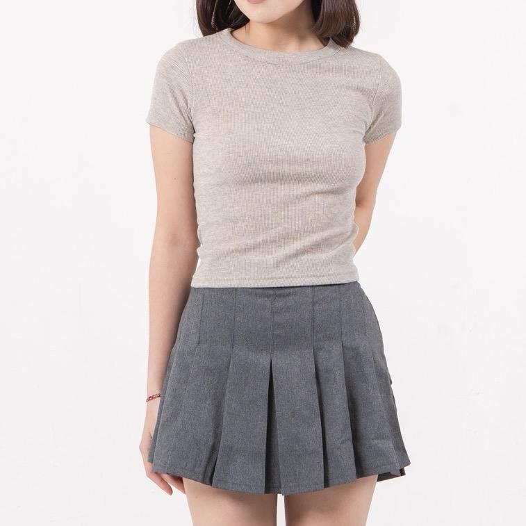 aijo| (ready) rhea oneck top - atasan wanita oneck panjang rib baju kaos cewek polos
