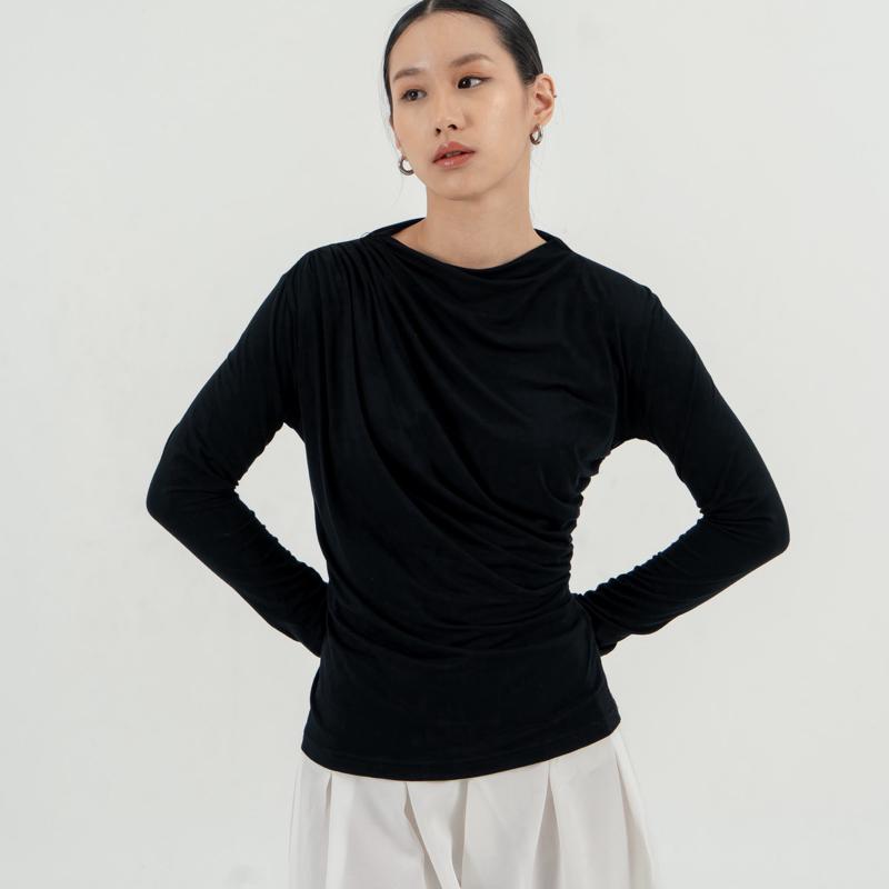 aijo| (ready) violet longsleeve - oneck lengan panjang wanita korean style polos baju basic