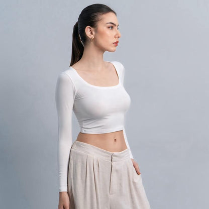 Joyce by AIJO [Premium] Cleo Longsleeve Crop Top - Atasan Fitted Wanita Lengan Panjang - Atasan Bodyfit Korean Style