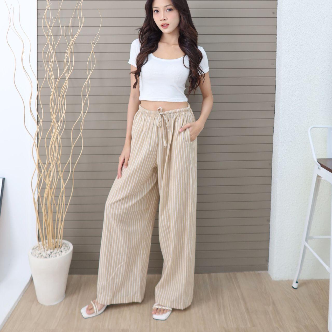 joyce by aijo [premium] zowie katun stripe cullote - celana panjang wanita bohe style katun - korean style
