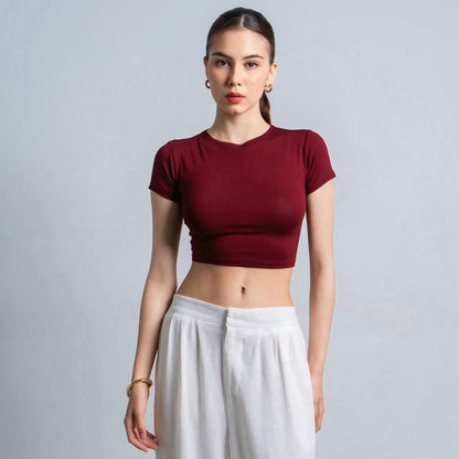 Joyce by AIJO [Premium] Vio Oneck Crop Top - Atasan Fitted Wanita - Atasan Bodyfit Korean Style