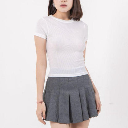 AIJO| (READY) Rhea Oneck Top - Atasan Wanita Oneck Panjang Rib Baju Kaos Cewek Polos