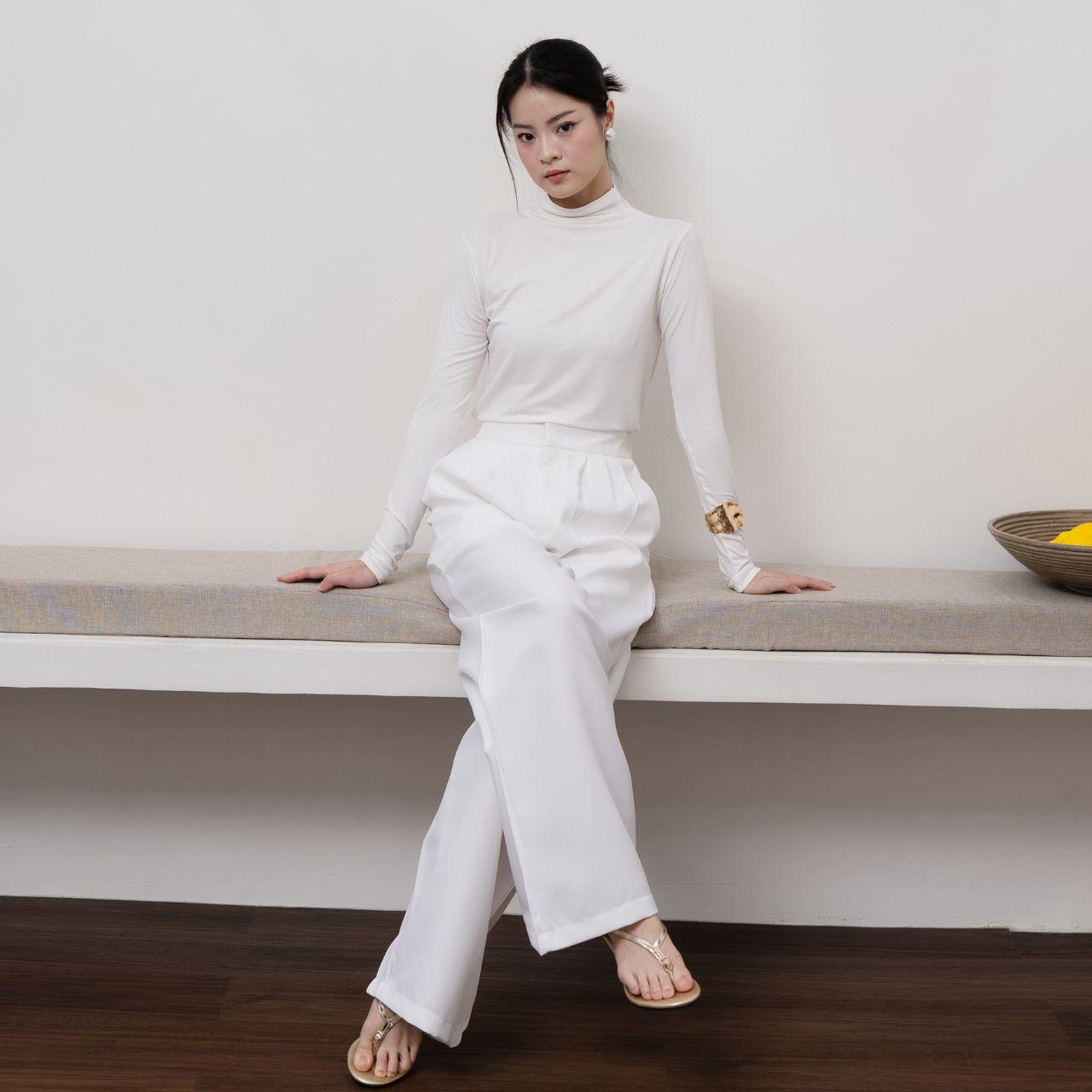 joyce by aijo [premium] amoy turtle neck longsleeve top - atasan wanita kekinian formal casual polos mahogany fitbody