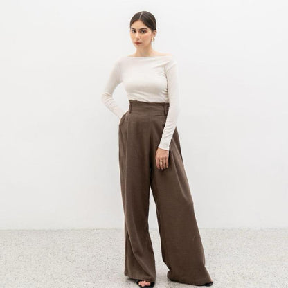 Joyce by AIJO [Premium] Caterine Linen Cullote - Celana Linen Longgar - Celana Linen Panjang Wanita Highwaist
