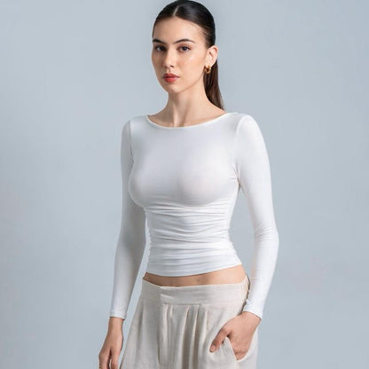 Joyce by AIJO [Premium] Freya Longsleeve Kerut Top - Atasan Fitted Wanita Lengan Panjang - Atasan Bodyfit Korean Style