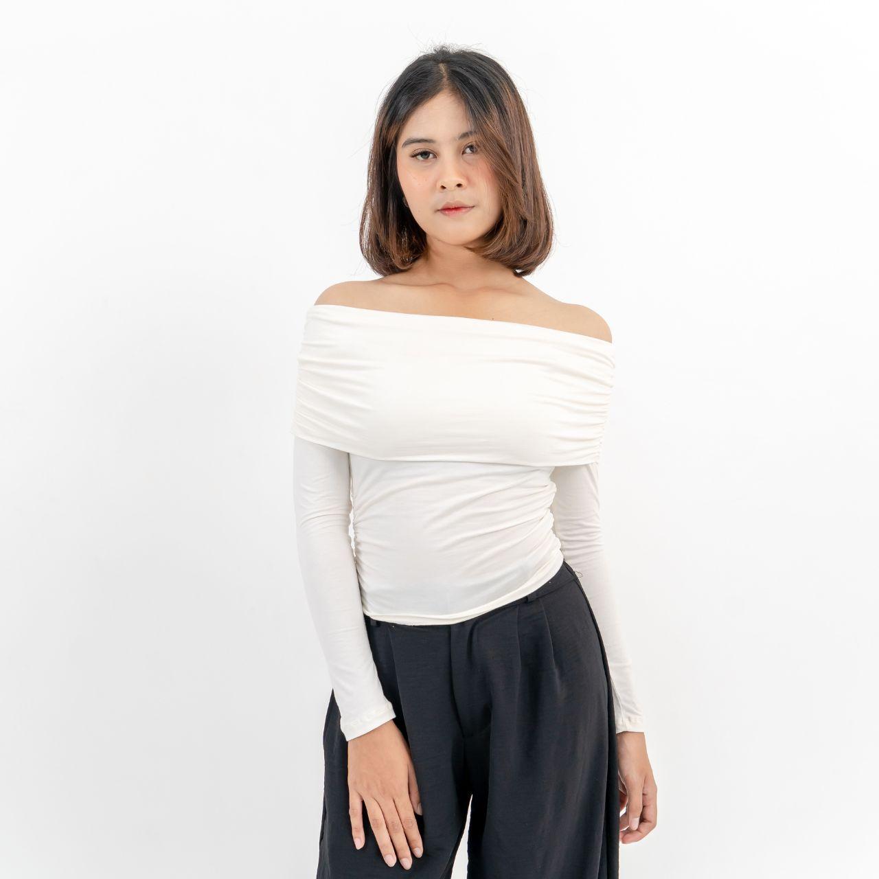 aijo| (ready) bianca sabrina longsleeve - atasan lengan panjang wanita baju - baju sabrina formal karet lembut maroon nyaman