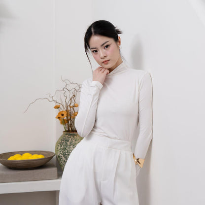 Joyce by AIJO [Premium] Amoy Turtle Neck Longsleeve Top - Atasan Wanita Kekinian Formal Casual Polos Mahogany Fitbody