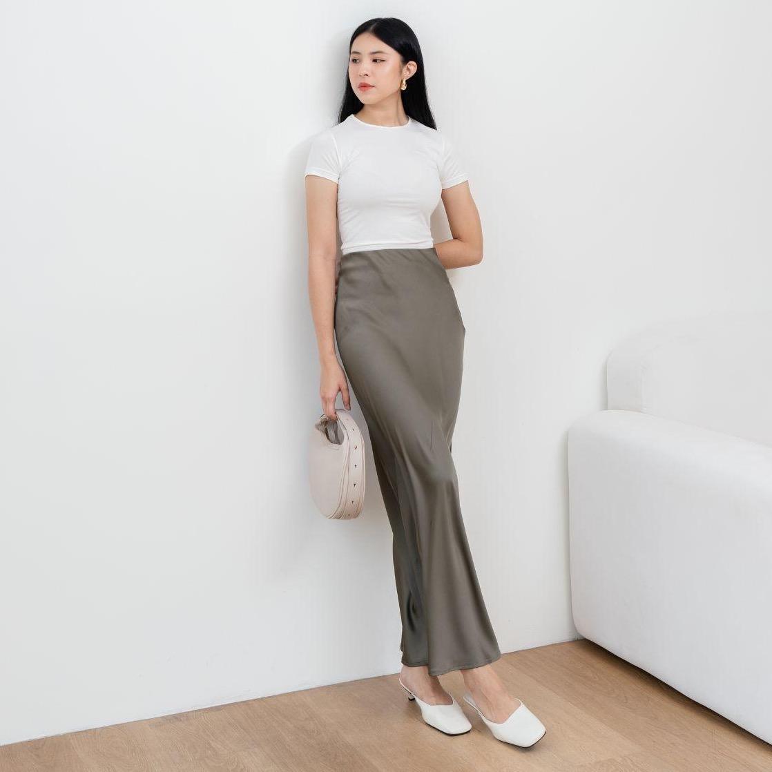 aijo| (ready) davina rok satin - rok satin wanita - rok panjang bawahan panjang bawahan mewah