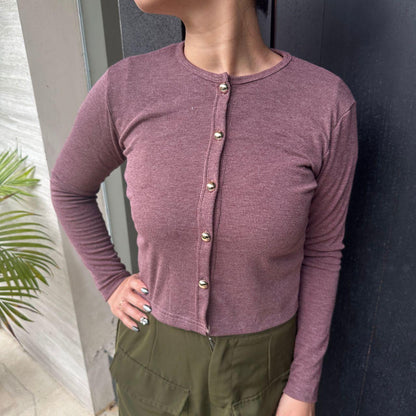AIJO | (READY) Leanna Button Longsleeve - Atasan Wanita Kekinian Bodyfit Panjang