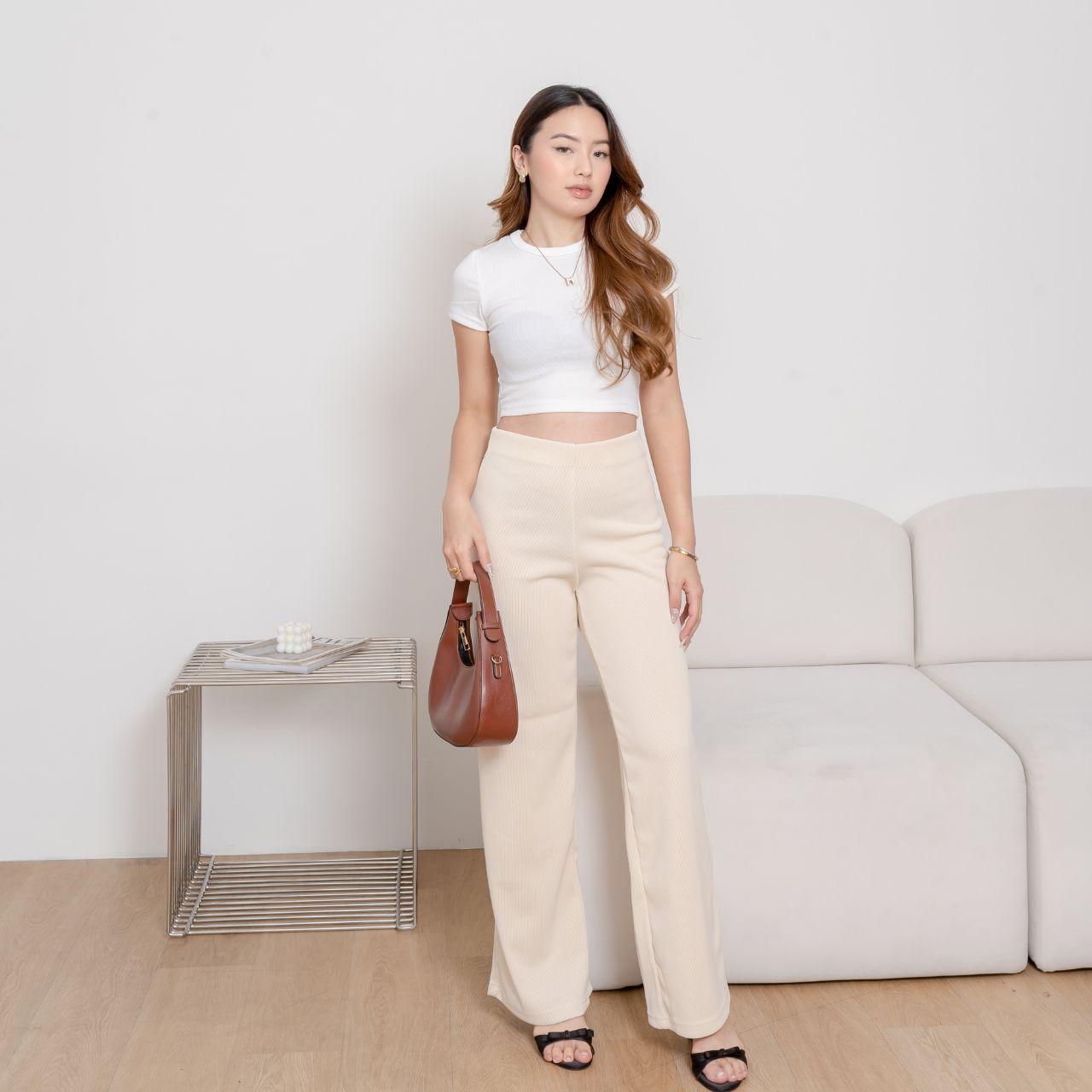 aijoxfuji (siap) | estelle cullot - celana longgar - celana panjang wanita loose kulot basic casual abu coklat cream hitam putih khaki formal linen fit nyaman kain simple