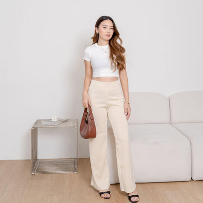 AIJOXFUJI (SIAP) | ESTELLE CULLOT - Celana Longgar - Celana Panjang Wanita Loose Kulot Basic Casual Abu Coklat Cream Hitam Putih Khaki Formal Linen Fit Nyaman Kain Simple
