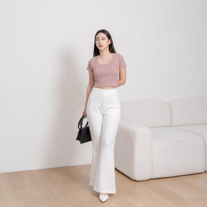 AIJOXFUJI (READY) GRACE CUTBRAY - Celana Panjang Cutbray Wanita Casual Beige Basic Fit Cream Navy Simple Bawahan Formal Hitam Army Dark