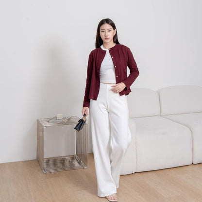 AIJOXFUJI (SIAP) | ESTELLE CULLOT - Celana Longgar - Celana Panjang Wanita Loose Kulot Basic Casual Abu Coklat Cream Hitam Putih Khaki Formal Linen Fit Nyaman Kain Simple
