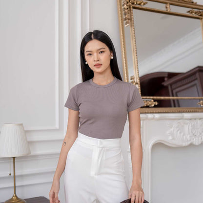 AIJO | (READY) Oneck Top- Atasan Wanita Kekinian Rib Fit Basic Style