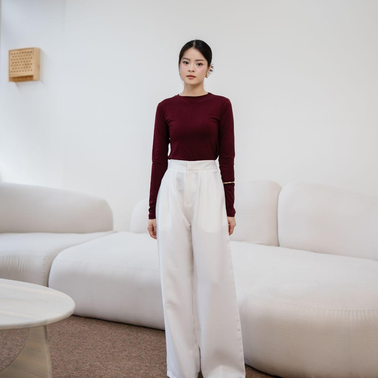 joyce by aijo [premium] lily oneck longsleeve - atasan wanita basic spandex lengan panjang fitbody