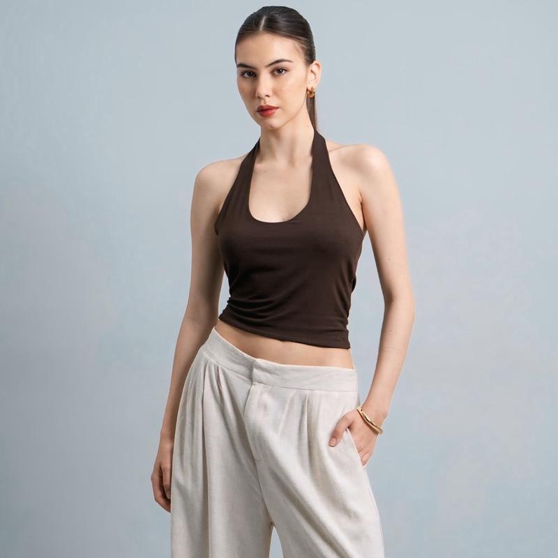 joyce by aijo [premium] kay halter neck tank - atasan fitted wanita lengan pendek - tanktop atasan bodyfit korean style