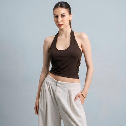 Joyce by AIJO [Premium] Kay Halter Neck Tank - Atasan Fitted Wanita Lengan Pendek - Tanktop Atasan Bodyfit Korean Style
