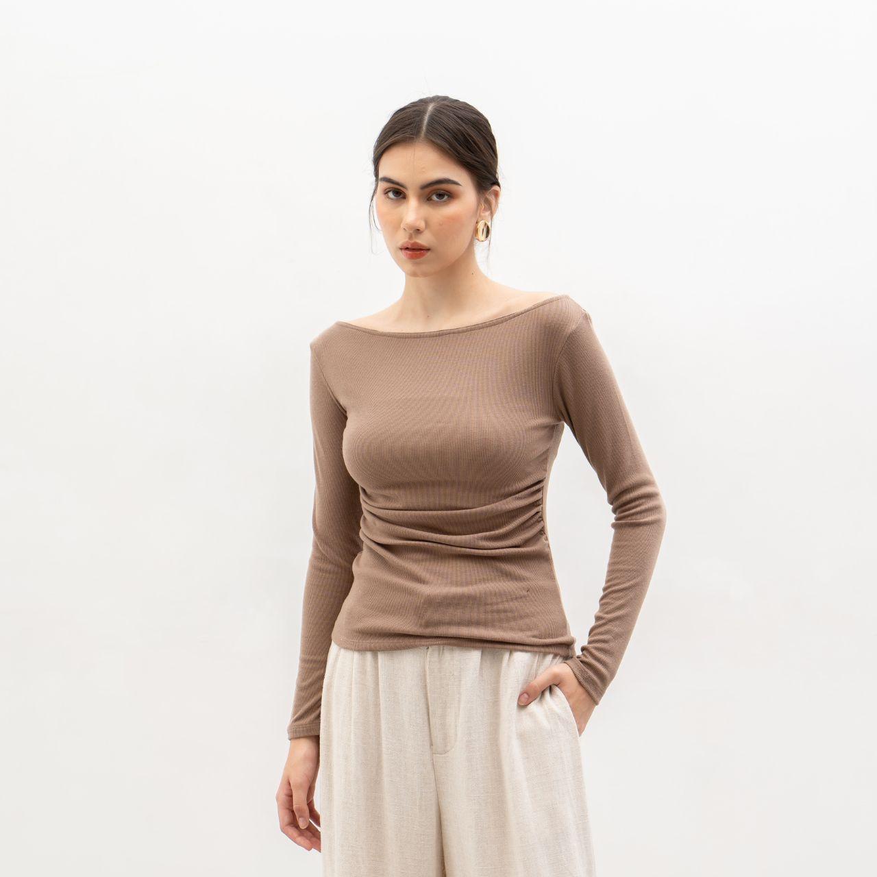 joyce by aijo [premium] leya sabrina longsleeve - atasan lengan panjang rib wanita fit oversize