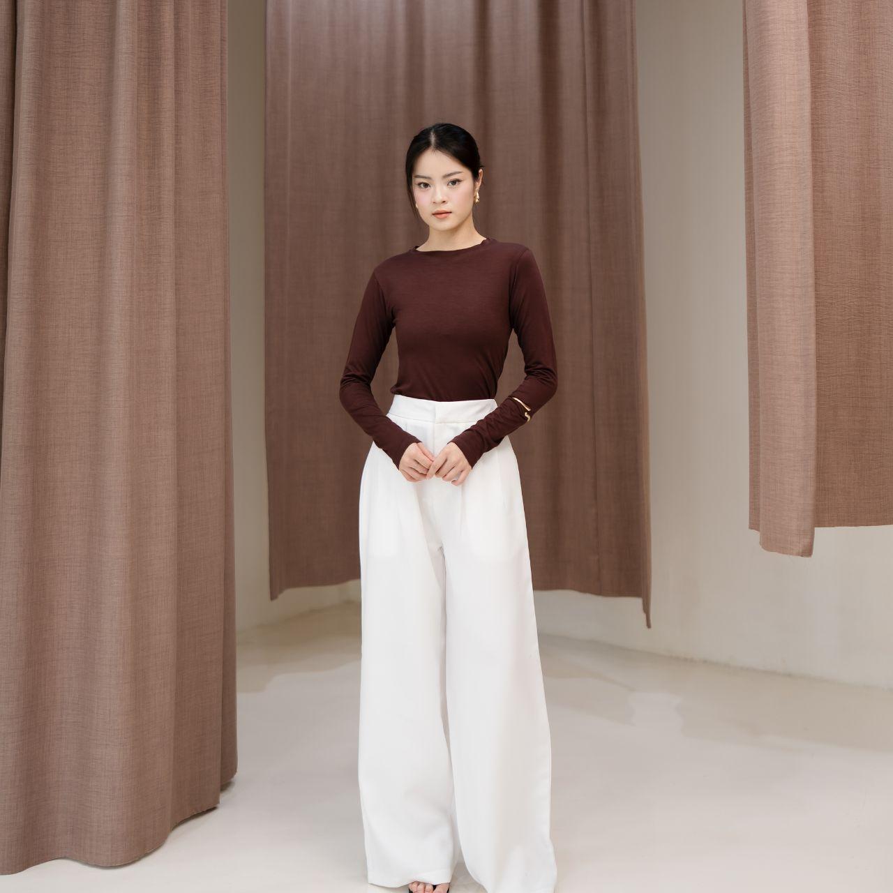 joyce by aijo [premium] lily oneck longsleeve - atasan wanita basic spandex lengan panjang fitbody