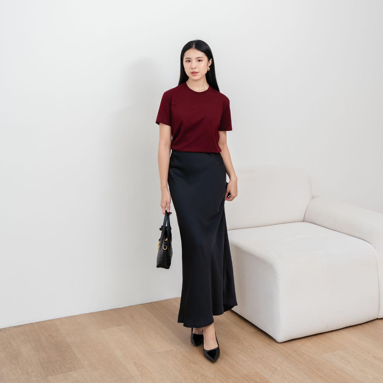 aijo | (ready) kaos cewek polos lembut 24s basic cotton halus hitam - atasan wanita kaos coklat navy combed katun baju oblong maroon pendek distro oversize