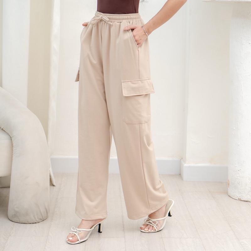 aijo -(ready) yoona cargo pants - celana bebytery korean loose pants panjang wanita formal kantor casual hitam baggy kulot celana cargo wanita katun tali serut merah 