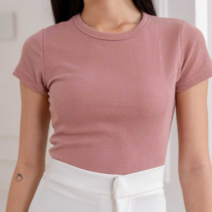 AIJO | (READY) Oneck Top- Atasan Wanita Kekinian Rib Fit Basic Style