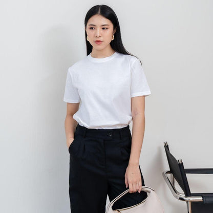 AIJO | (READY) Kaos Cewek Polos Lembut 24s Basic Cotton Halus Hitam - Atasan Wanita Kaos Coklat Navy Combed Katun Baju Oblong Maroon Pendek Distro Oversize
