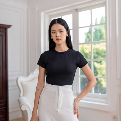 AIJO | (READY) Oneck Top- Atasan Wanita Kekinian Rib Fit Basic Style