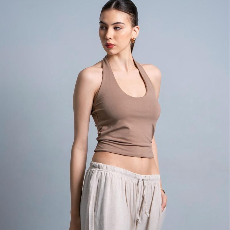 joyce by aijo [premium] kay halter neck tank - atasan fitted wanita lengan pendek - tanktop atasan bodyfit korean style