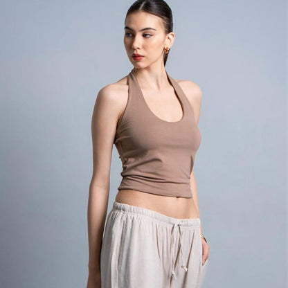 Joyce by AIJO [Premium] Kay Halter Neck Tank - Atasan Fitted Wanita Lengan Pendek - Tanktop Atasan Bodyfit Korean Style