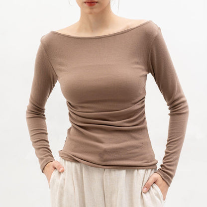 Joyce by AIJO [Premium] Leya Sabrina Longsleeve - Atasan Lengan Panjang Rib Wanita Fit Oversize