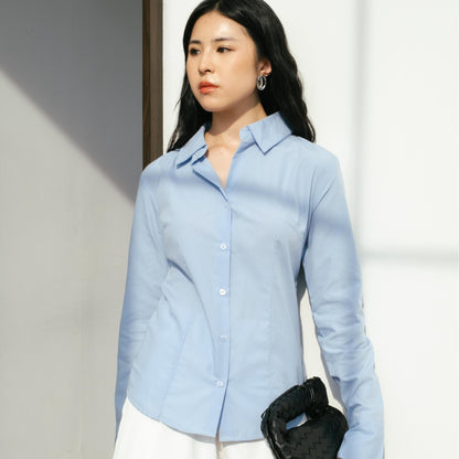 AIJO | (READY) Collin Shirt - Kemeja Lengan Panjang Wanita - Korean Style Atasan Baju Casual Fit
