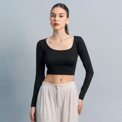 Joyce by AIJO [Premium] Cleo Longsleeve Crop Top - Atasan Fitted Wanita Lengan Panjang - Atasan Bodyfit Korean Style