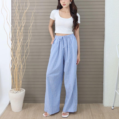 Joyce by AIJO [Premium] Zowie Katun Stripe Cullote - Celana Panjang Wanita Bohe Style Katun - Korean Style