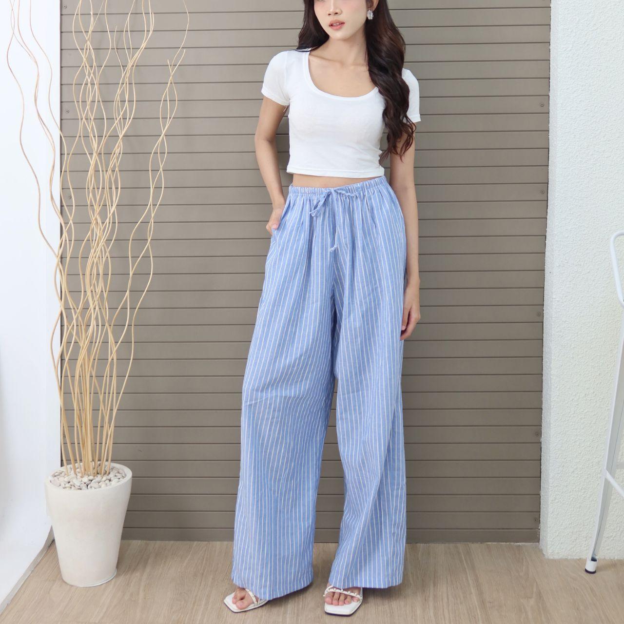 joyce by aijo [premium] zowie katun stripe cullote - celana panjang wanita bohe style katun - korean style