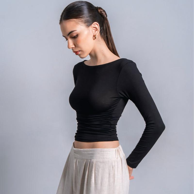 joyce by aijo [premium] freya longsleeve kerut top - atasan fitted wanita lengan panjang - atasan bodyfit korean style
