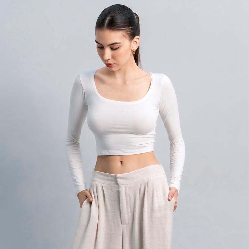 joyce by aijo [premium] cleo longsleeve crop top - atasan fitted wanita lengan panjang - atasan bodyfit korean style