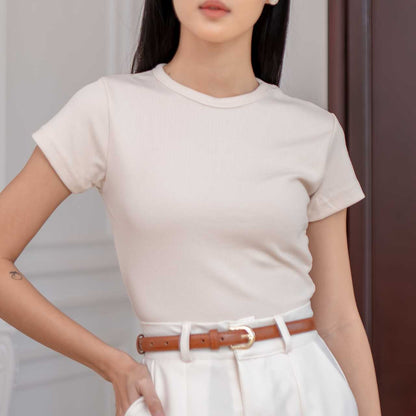 AIJO | (READY) Oneck Top- Atasan Wanita Kekinian Rib Fit Basic Style