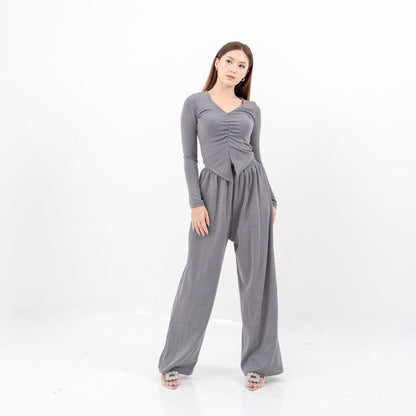 AIJO| (READY) Clara Cullote - Celana Panjang Wanita Rib Kulot Basic Kantong Nyaman Hitam Formal Casual