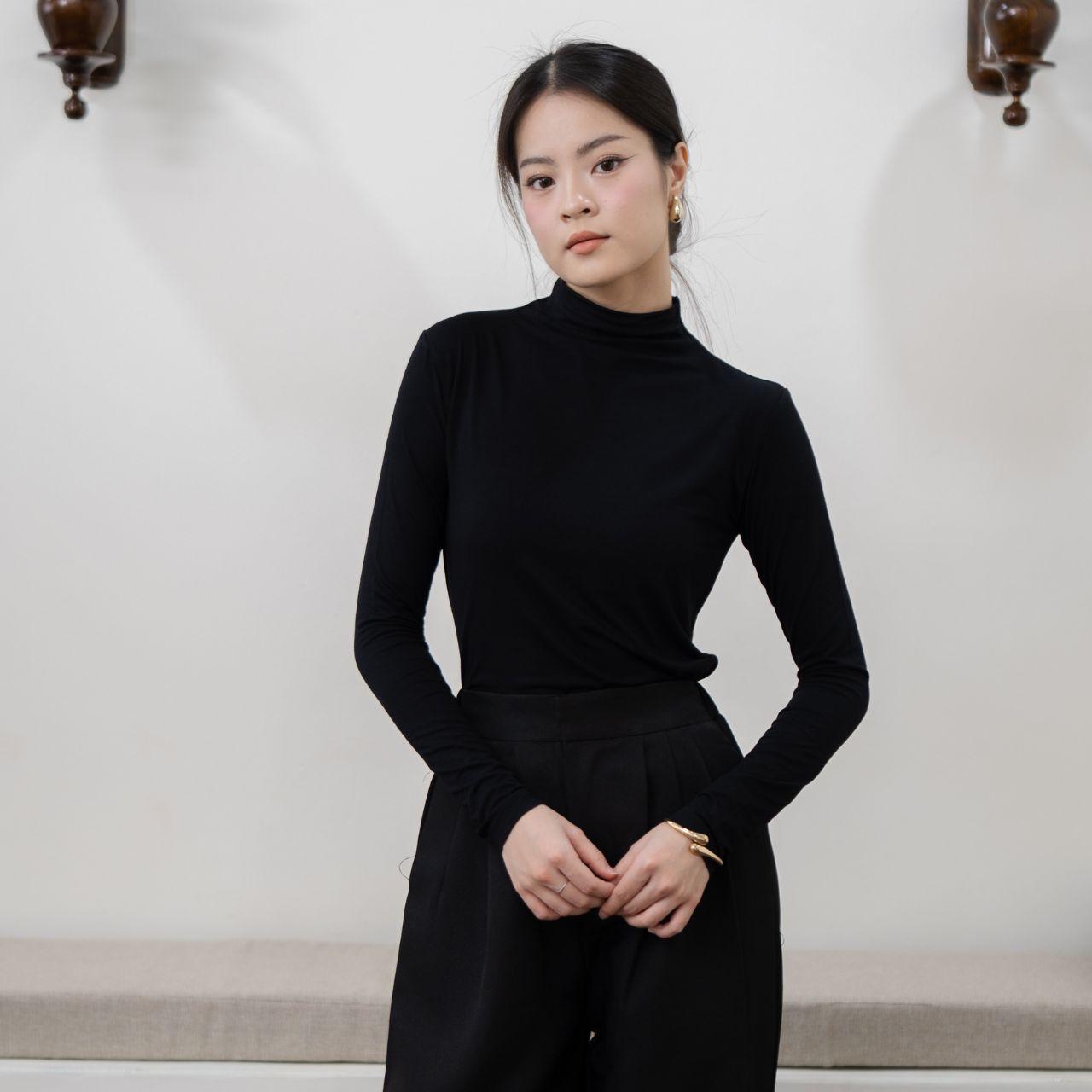 joyce by aijo [premium] amoy turtle neck longsleeve top - atasan wanita kekinian formal casual polos mahogany fitbody