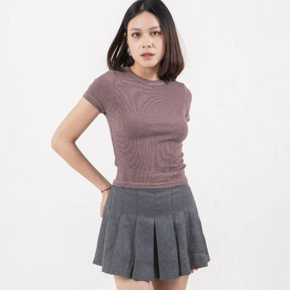 AIJO| (READY) Rhea Oneck Top - Atasan Wanita Oneck Panjang Rib Baju Kaos Cewek Polos
