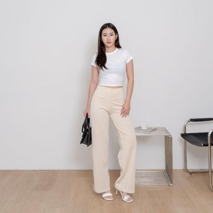 AIJOXFUJI (SIAP) | ESTELLE CULLOT - Celana Longgar - Celana Panjang Wanita Loose Kulot Basic Casual Abu Coklat Cream Hitam Putih Khaki Formal Linen Fit Nyaman Kain Simple