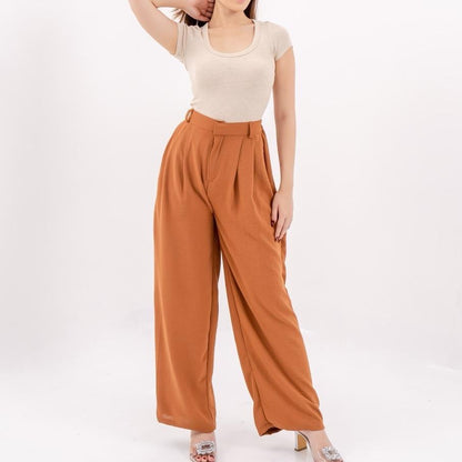 AIJO |(READY) Cessie Cullote | Kulot Panjang Wanita Kekinian Celana Kantong Brown Mocca Casual Cewek Basic Hitam tali serut Red Simple